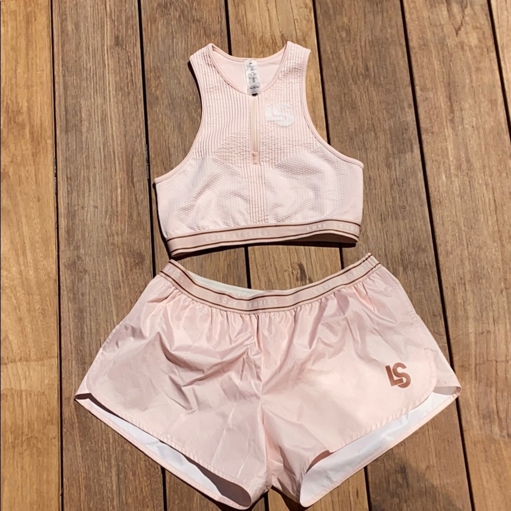 NWOT Love Stories light pink workout set